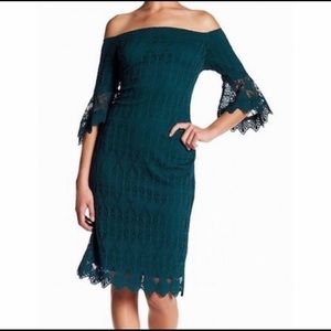 NWT Sharagano  Emerald Green lace dress